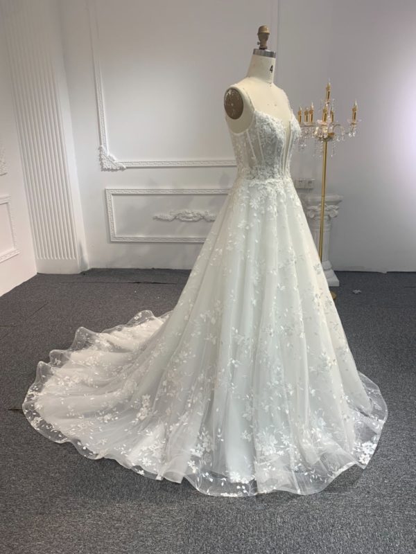 BYG#Y2314 LACE BEADINGS A LINE WEDDING DRESS - Image 4
