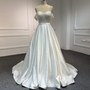 BYG#Y2315 HOT SALING LACE BEADING AND Premium satin A-LINE WEDDING DRESS