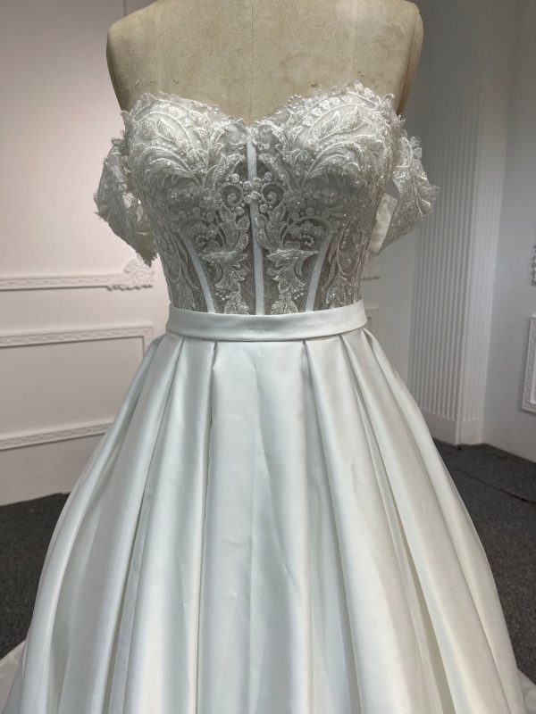 BYG#Y2315 HOT SALING LACE BEADING AND Premium satin A-LINE WEDDING DRESS - Image 4
