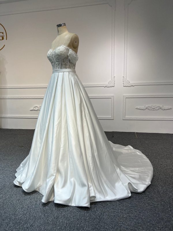 BYG#Y2315 HOT SALING LACE BEADING AND Premium satin A-LINE WEDDING DRESS - Image 2