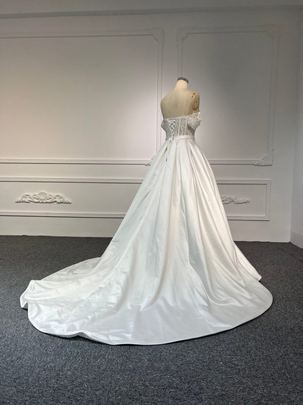 BYG#Y2315 HOT SALING LACE BEADING AND Premium satin A-LINE WEDDING DRESS - Image 3