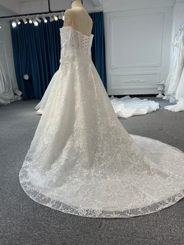 BYG#Y2319 LACE BEADINGS A LINE WEDDING DRESS WITH LONG SLEEVE - Image 3