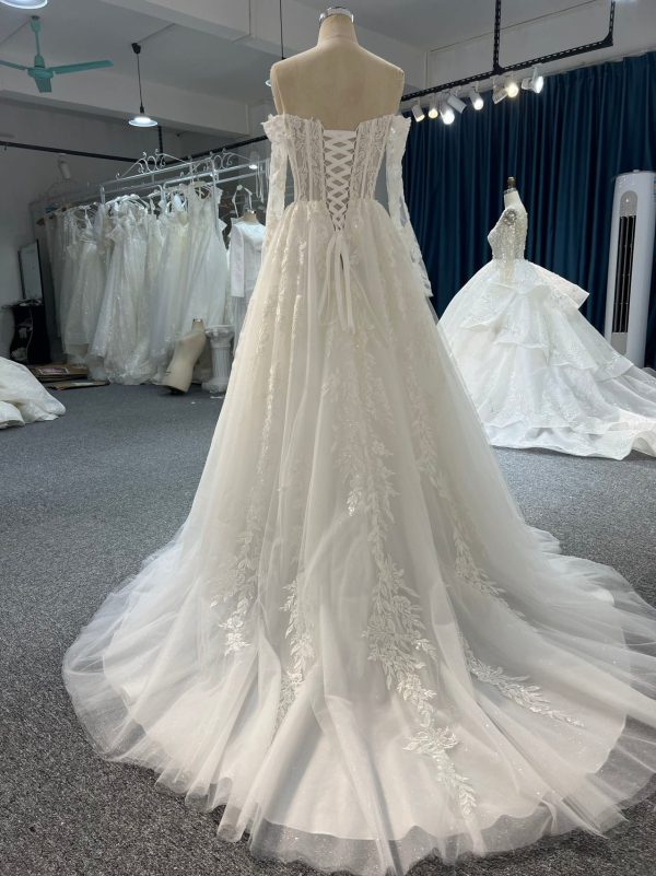 BYG#Y2322 LACE BEADINGS A LINE WEDDING DRESS - Image 3