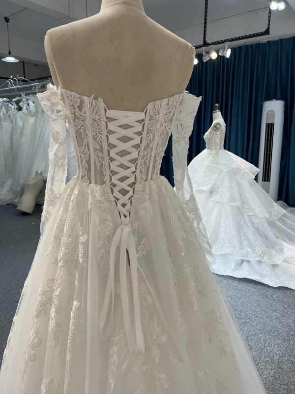 BYG#Y2322 LACE BEADINGS A LINE WEDDING DRESS - Image 5