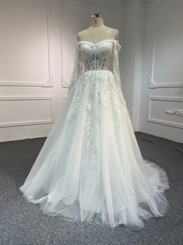 BYG#Y2322 LACE BEADINGS A LINE WEDDING DRESS