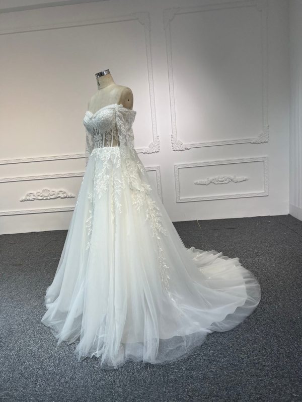 BYG#Y2322 LACE BEADINGS A LINE WEDDING DRESS - Image 2