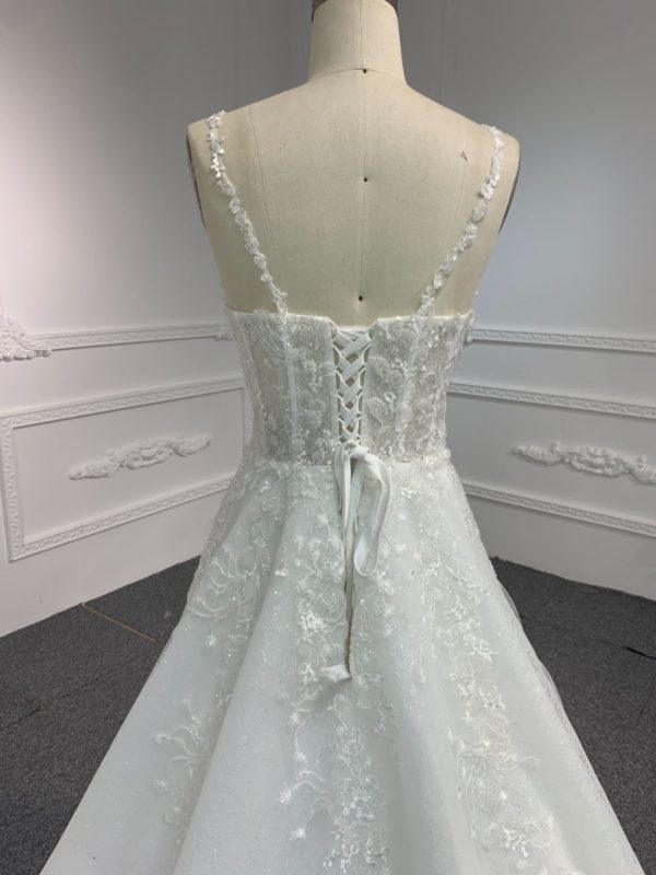 BYG#Y2326 LACE BEADINGS A LINE WEDDING DRESS WITH shawl - Image 9