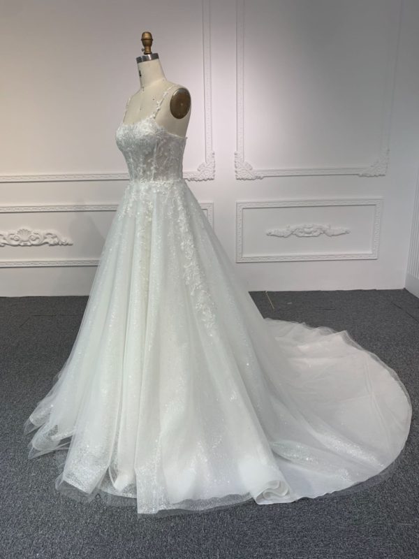 BYG#Y2326 LACE BEADINGS A LINE WEDDING DRESS WITH shawl - Image 6