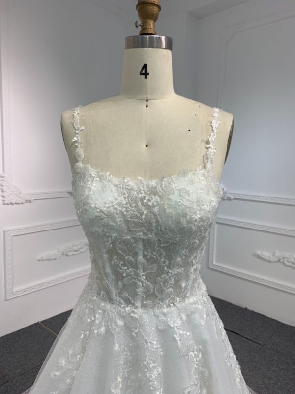 BYG#Y2326 LACE BEADINGS A LINE WEDDING DRESS WITH shawl - Image 8