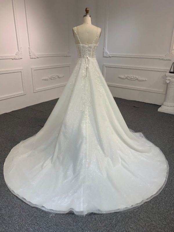 BYG#Y2326 LACE BEADINGS A LINE WEDDING DRESS WITH shawl - Image 7