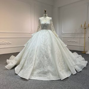 BYG#Z310 LUXURY LAYERING LONG SLEEVES WEDDING DRESS