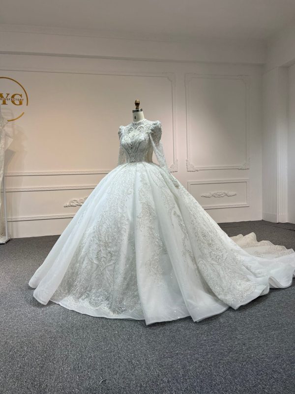 BYG#Z316 LUXURY LAYERING LONG SLEEVES WEDDING DRESS - Image 2