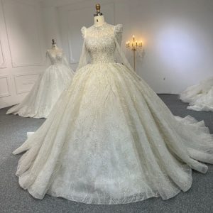 BYG#Z317 Long sleeves, premium lace, luxurious beading, high crew neck