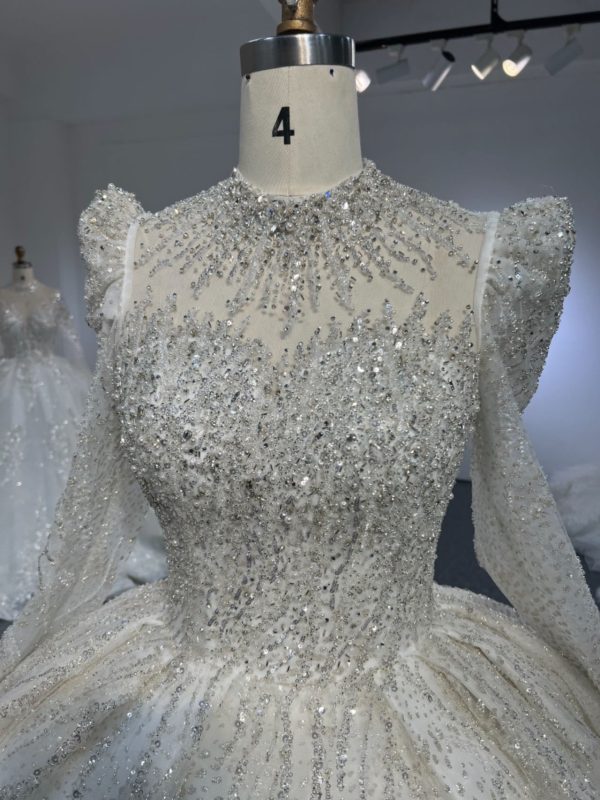 BYG#Z317 Long sleeves, premium lace, luxurious beading, high crew neck - Image 4