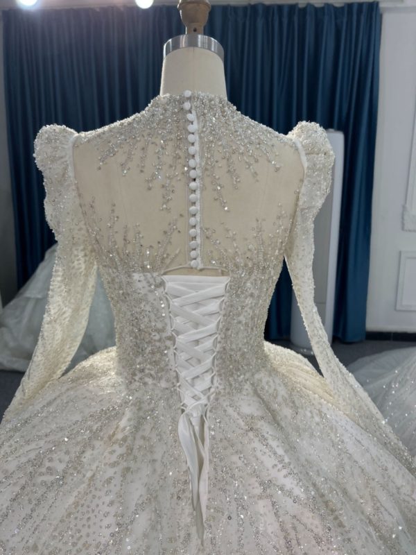 BYG#Z317 Long sleeves, premium lace, luxurious beading, high crew neck - Image 5