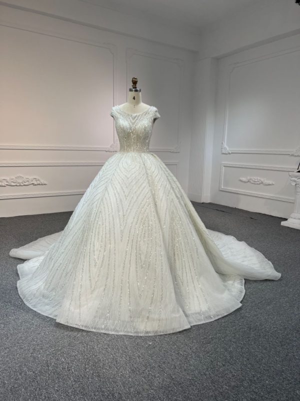 BYG#Z318 Short sleeves, round neck, luxurious beading Ball gown wedding dress