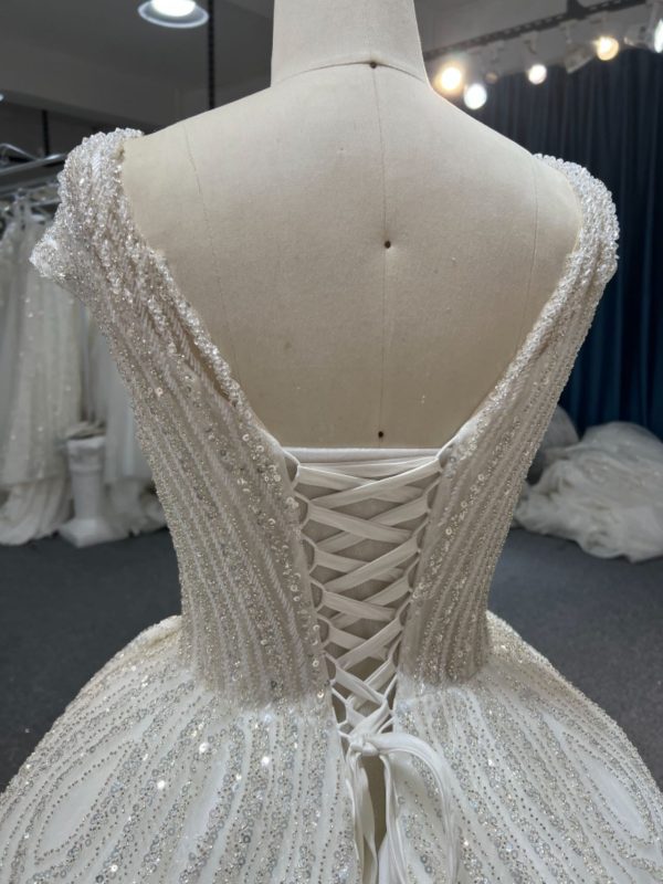 BYG#Z318 Short sleeves, round neck, luxurious beading Ball gown wedding dress - Image 6