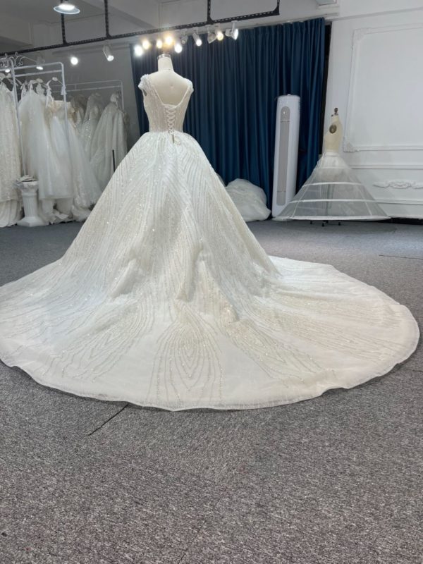 BYG#Z318 Short sleeves, round neck, luxurious beading Ball gown wedding dress - Image 3