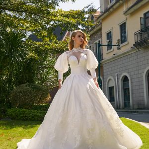BYG #C003 two in one puff sleeves wedding dress
