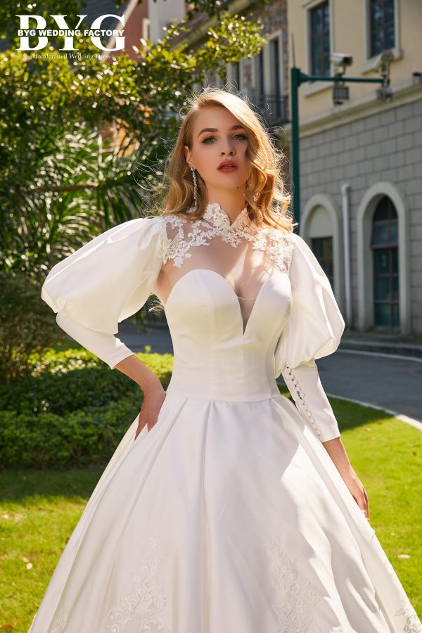 BYG #C003 two in one puff sleeves wedding dress - Image 2