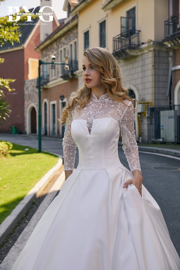 BYG #29712 two in one elegance satin wedding dress - Image 3