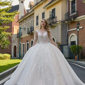 BYG #29781 royal dress long sleeves and long train