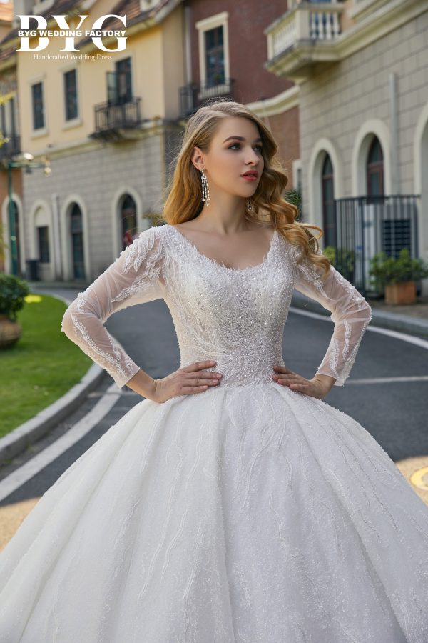 BYG #29780 scoop neckline beadings ball gown