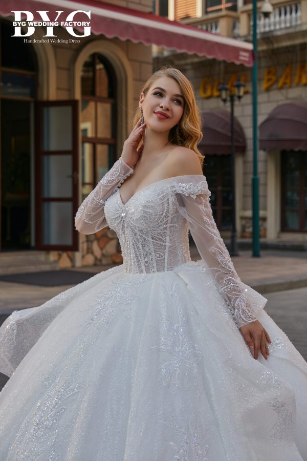 BYG #29782 fashion design cold shoulder ball gown
