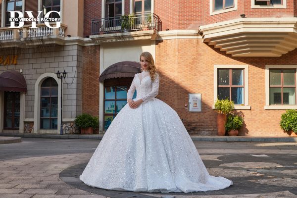 BYG #29778 two in one luxury sequins wedding gown - Image 3