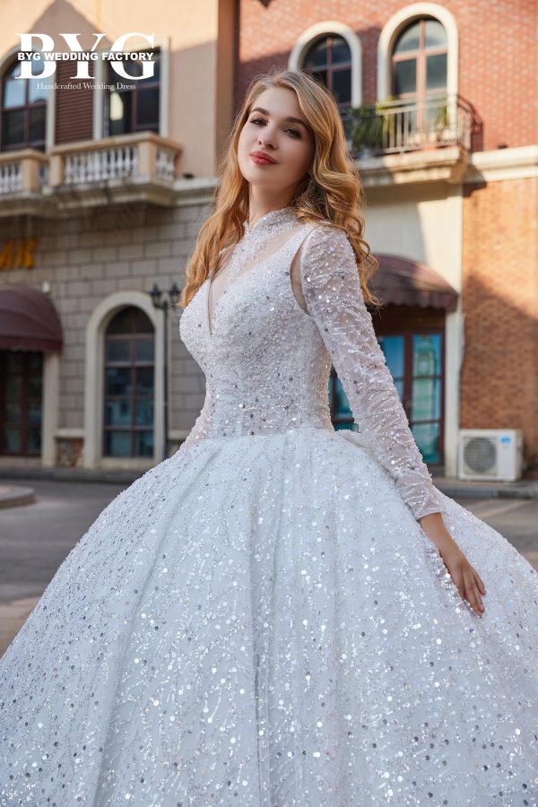 BYG #29778 two in one luxury sequins wedding gown