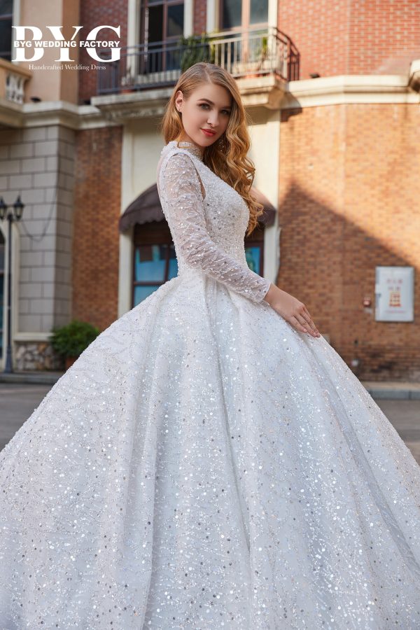 BYG #29778 two in one luxury sequins wedding gown - Image 5