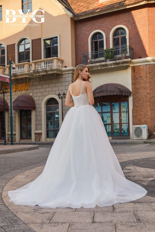 BYG #J11 beading tulle dress simply A line wedding dress - Image 5