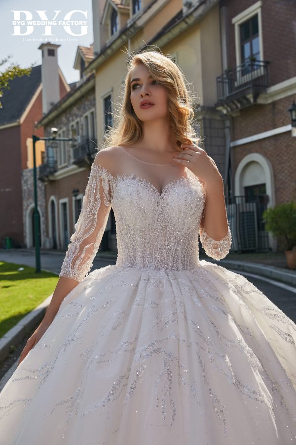BYG #B202 bling crystal beaded wedding gown
