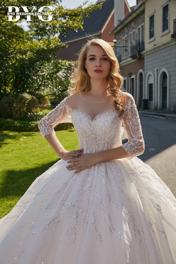 BYG #B202 bling crystal beaded wedding gown - Image 5