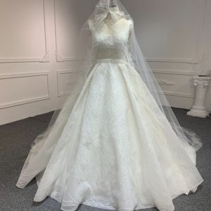 BYG23-40 Sleeveless feather dress + detachable skirt, luxurious beading