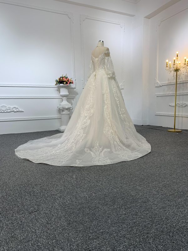 Z007- Shiny lace mermaid dress with detachable train - Image 6