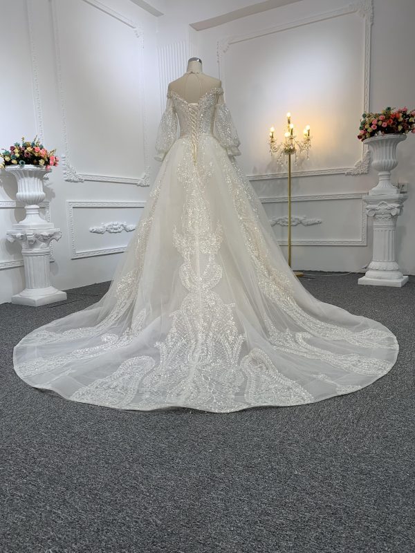 Z007- Shiny lace mermaid dress with detachable train - Image 5