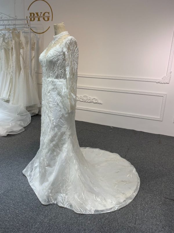 Z063 LACE CHANGE - BYG LUXURY LONG SLEEVES MERMAID DRESS WITH DETACHABLE TAIL - Image 6