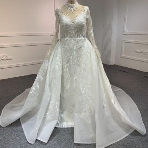 Z063 LACE CHANGE - BYG LUXURY LONG SLEEVES MERMAID DRESS WITH DETACHABLE TAIL