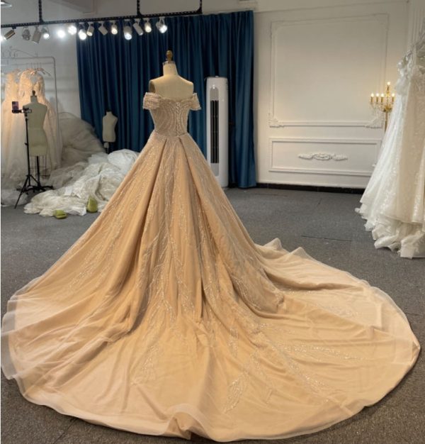 BYG24-18 OFF SHOULDER MERMAID DIAMOND WEDDING DRESS WITH DETACHABLE TAIL - Image 6