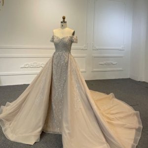 BYG24-18 OFF SHOULDER MERMAID DIAMOND WEDDING DRESS WITH DETACHABLE TAIL