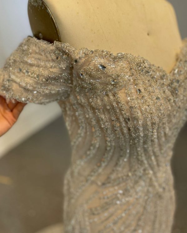 BYG24-18 OFF SHOULDER MERMAID DIAMOND WEDDING DRESS WITH DETACHABLE TAIL - Image 3