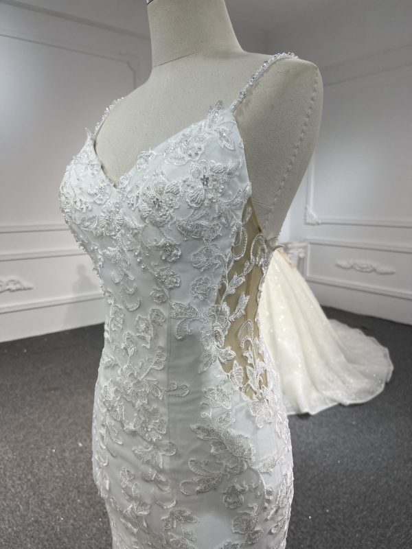 BYG-#F5203-Sexy suspender mermaid handmade lace beaded wedding dress - Image 2