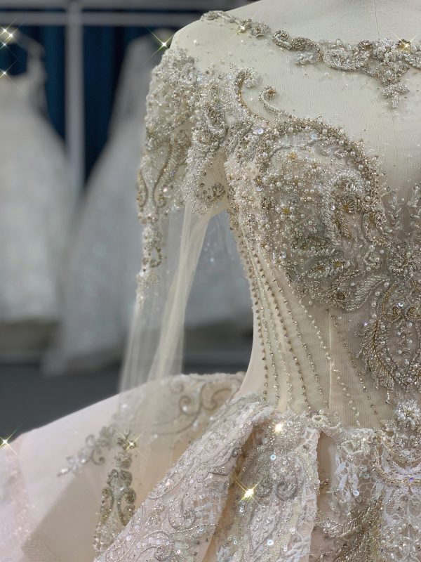 BYG luxury stunning heavy beadings wedding dress with cathedral train - Image 7