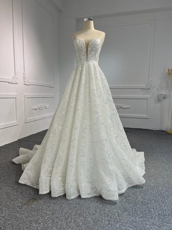 BYG #WL54 FULL LACE SEQUINS PUFF SLEEVES MERMAID DRESS - Image 5