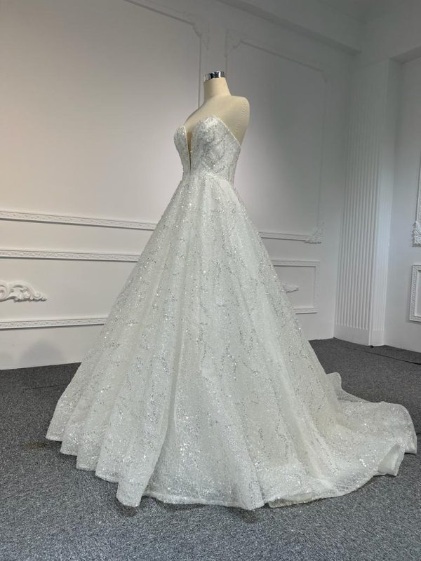 BYG #WL54 FULL LACE SEQUINS PUFF SLEEVES MERMAID DRESS - Image 6