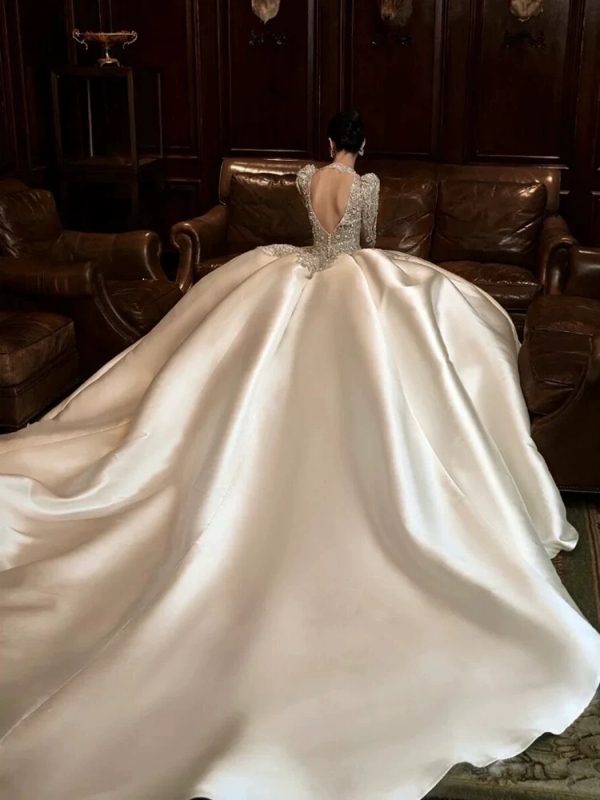 DIVINE03 new style wedding dress long sleeves chapel train bridal gown - Image 8