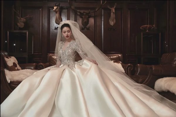 DIVINE03 new style wedding dress long sleeves chapel train bridal gown - Image 6