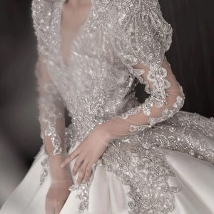 DIVINE03 new style wedding dress long sleeves chapel train bridal gown