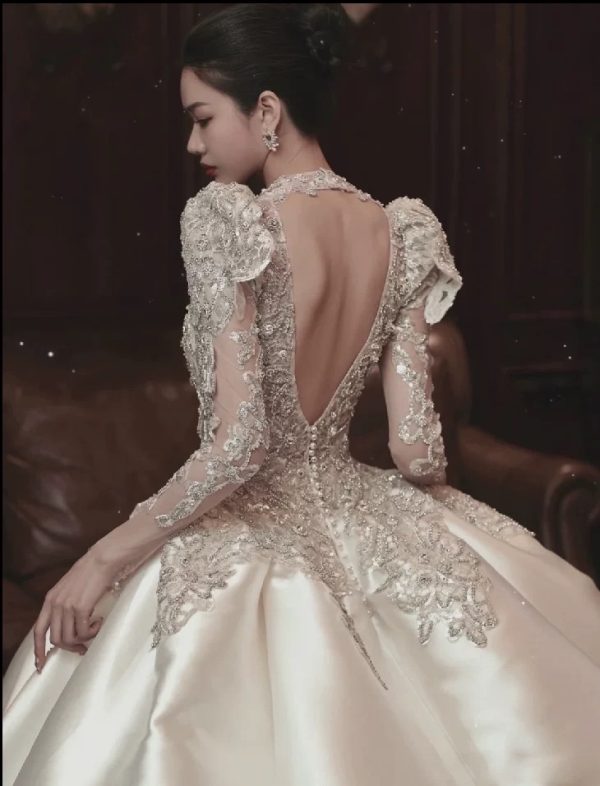DIVINE03 new style wedding dress long sleeves chapel train bridal gown - Image 3